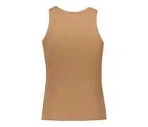 Logo-Embroidered Viscose Tank Top — Brown