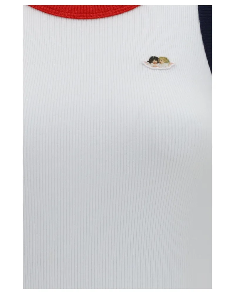 Fiorucci Women Midi Dress Ribbed Cotton White