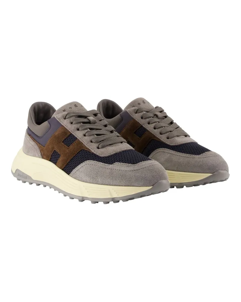 Hogan Men's Hyperlight Allacciato H Sneakers -  Leather Grey Calfskin Shoes Gray