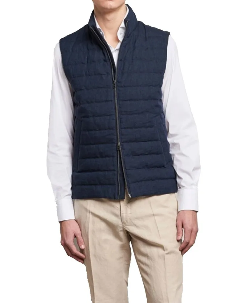 Herno Men's Blue Linen Sleeveless Jacket Clothing Navy