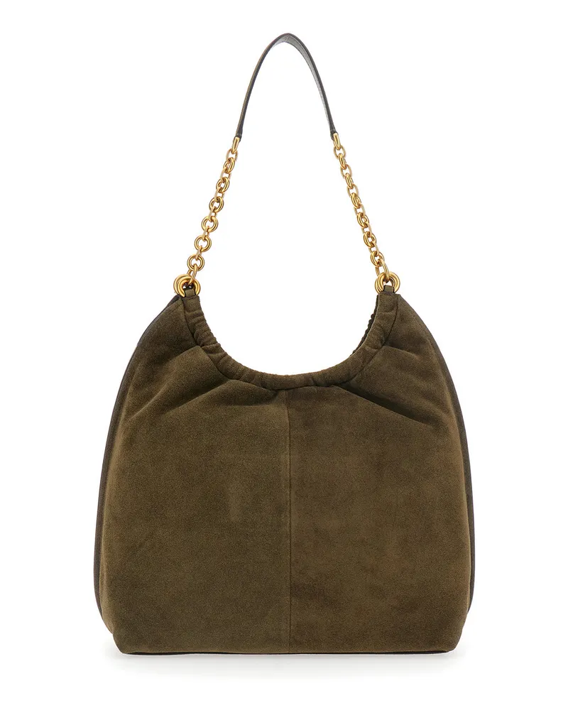 Michael Kors Women's Shoulder Bag Indie Green Suede Cow Leather Green