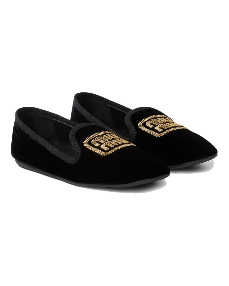 Miu Miu Women's Black Fabric Ballet Flats Black
