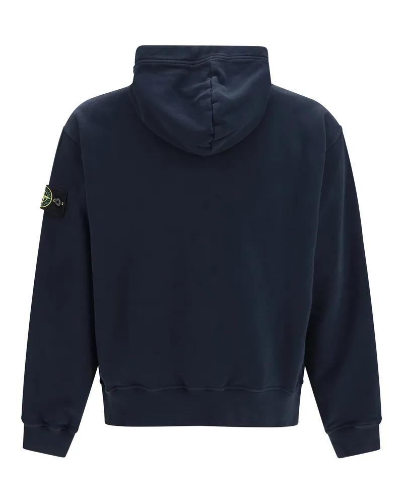 Stone Island Men's Hooded Sweatshirt With Front Pocket Navy Blue Cotton Sweatshirts Sweater Navy