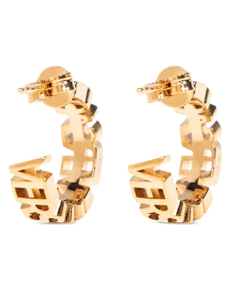 Versace Logo-Embossed Earrings — Gold Gold