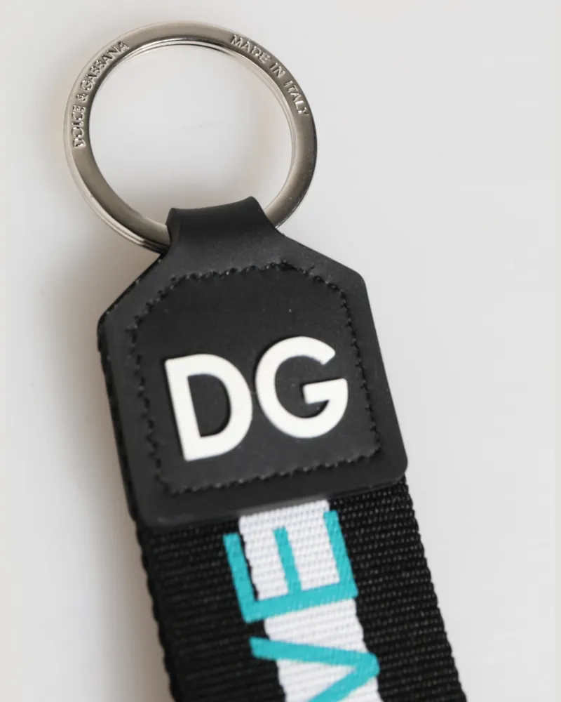 Dolce & Gabbana Logo-Embroidered Polyester Key Case — Black Black