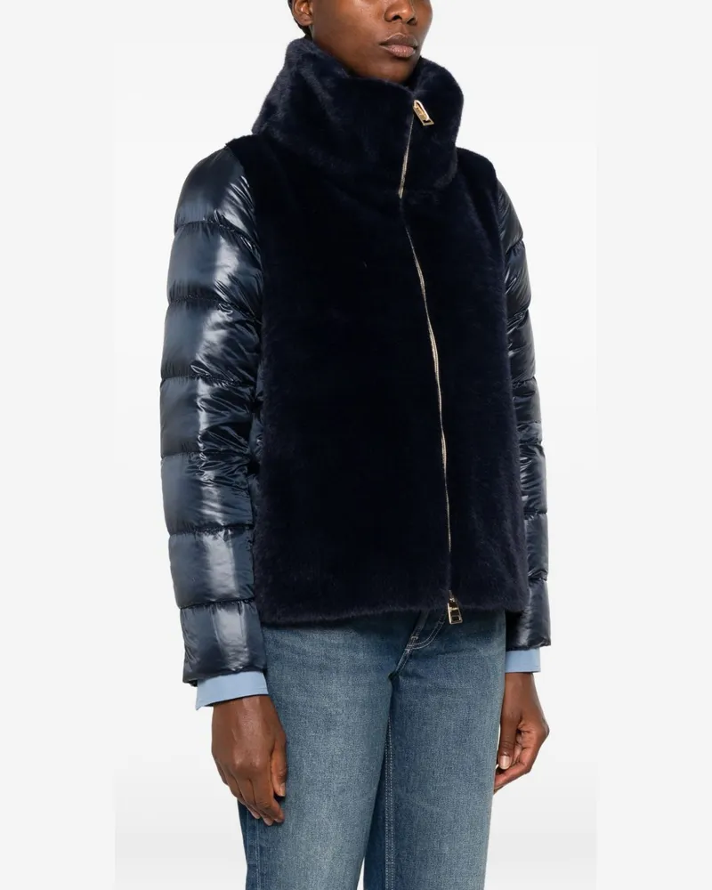 Herno Faux-Fur Trimmed Quilted Down Jacket — Black Black
