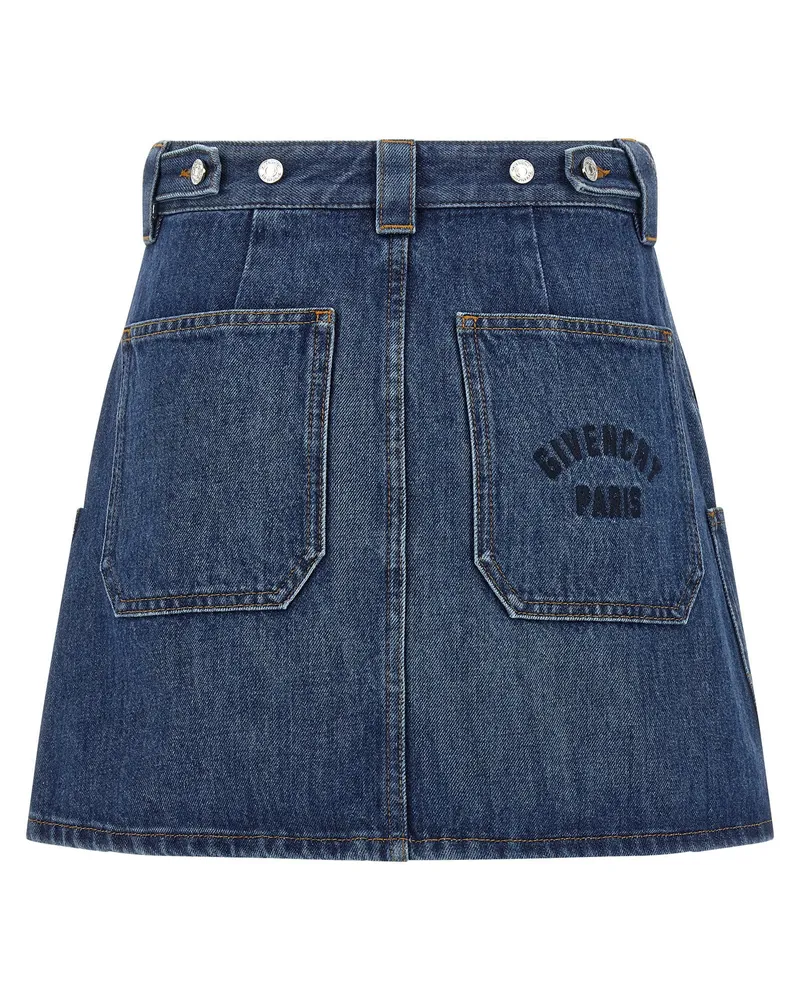 Givenchy Cargo-Pocket Denim Denim Skirt — Blue Blue