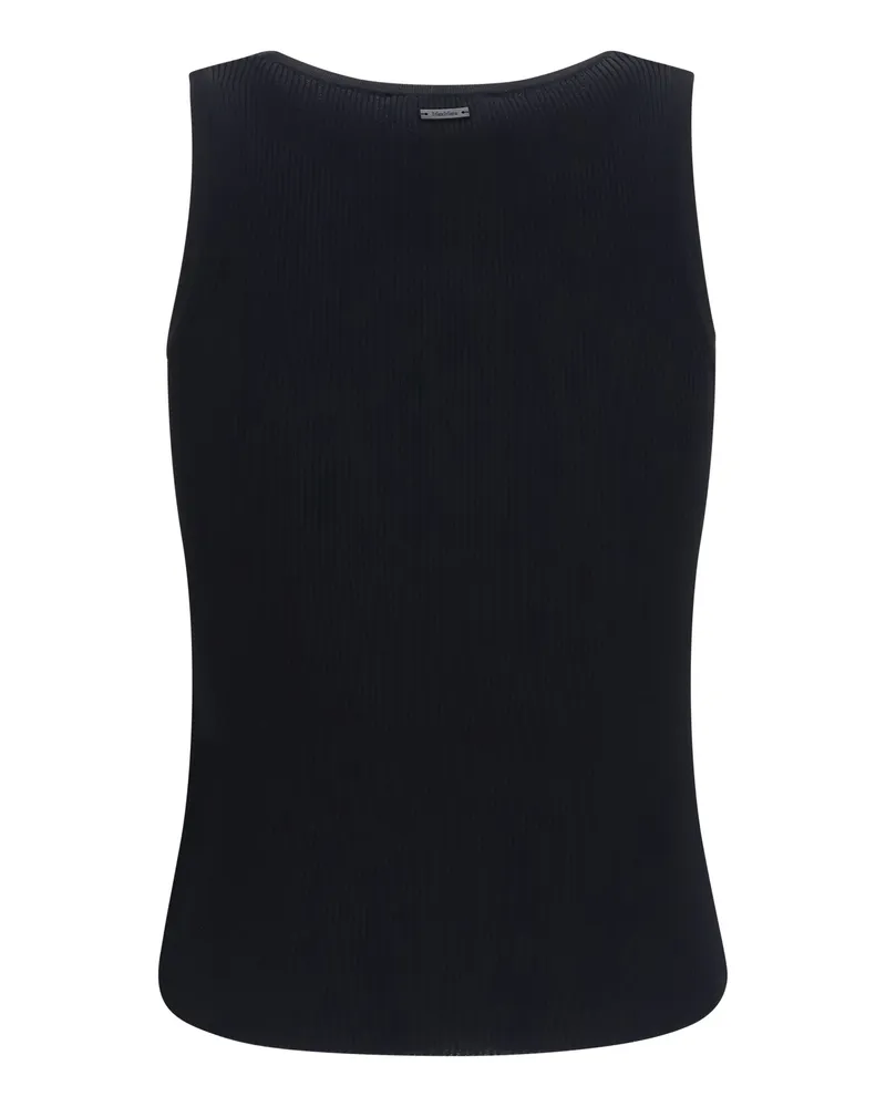 Max Mara Women Ribbed Jersey Tank Top Nero Viscose; Polyester Black