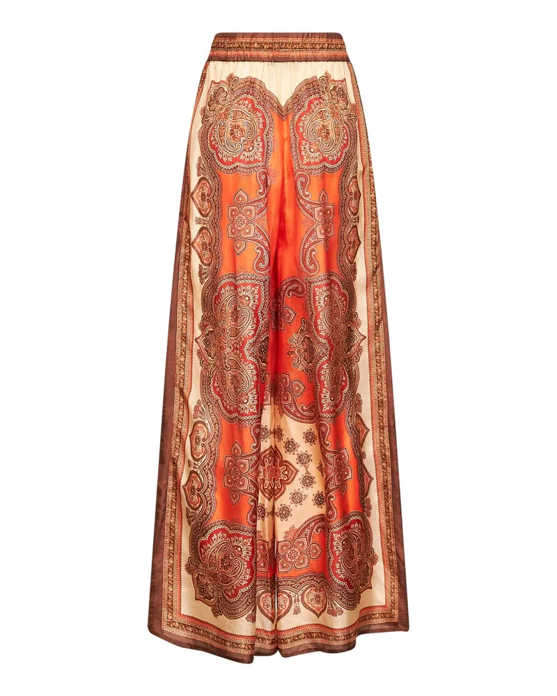 Zimmermann Women's Trousers Mahon Tangerine Silk Multicolour Orange