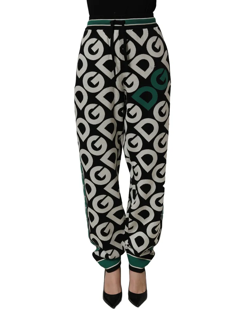 Dolce & Gabbana Logo-Jacquard Wool Jogger — Black Black