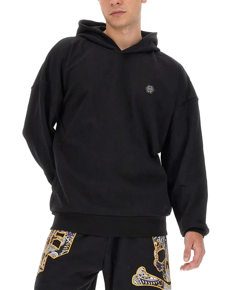 Philipp Plein Cotton Oversize Hoodie — Black Black