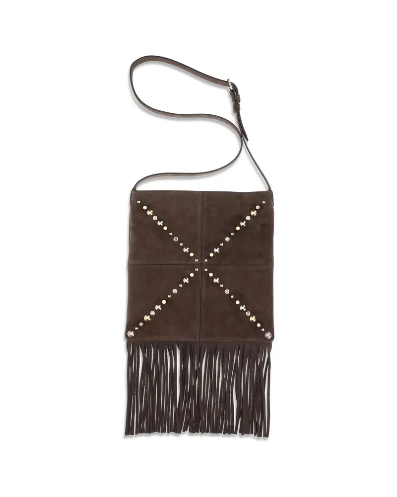 Valentino Garavani Men's Brown Calf Leather Bos Taurus Shoulder Bag Brown