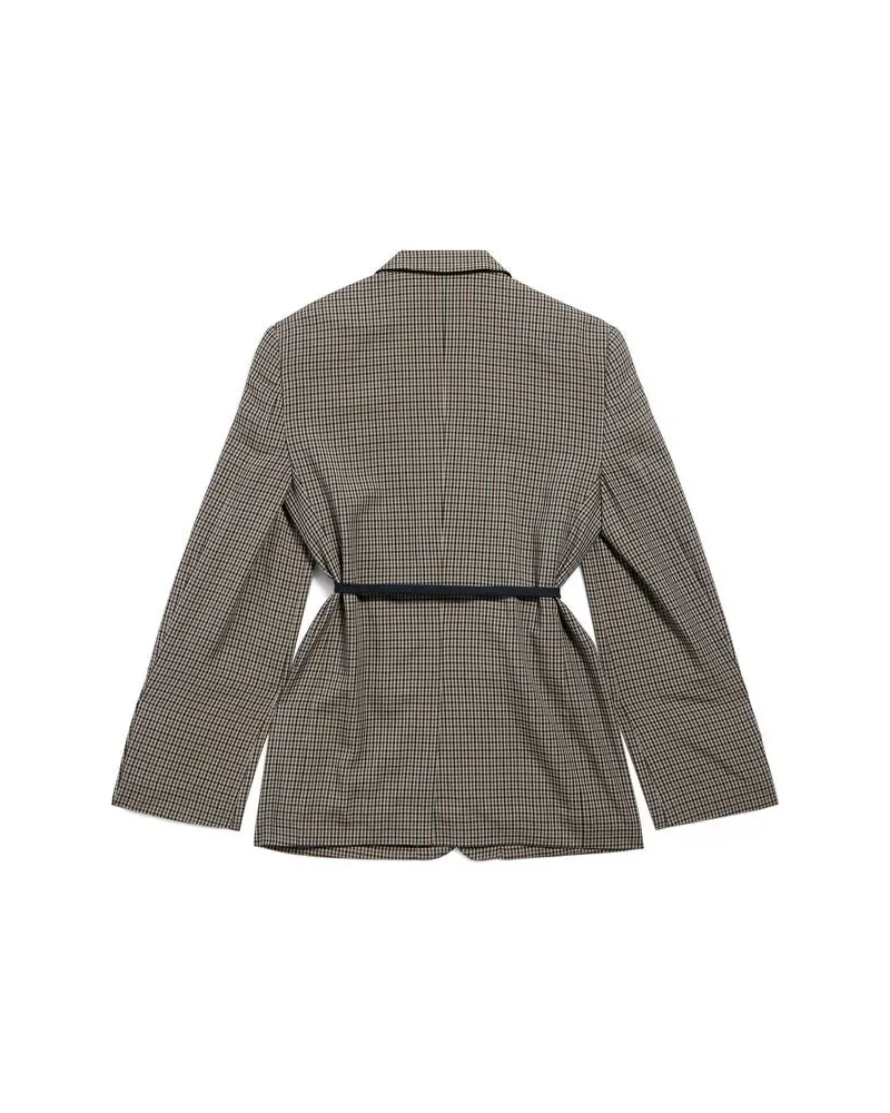 Balenciaga Houndstooth Check Blazer — Brown Brown