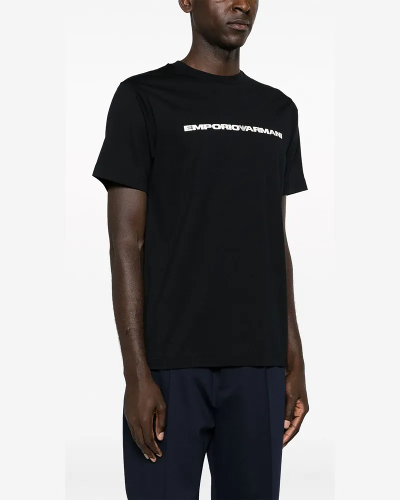 Emporio Armani Logo-Print Cotton Jersey T-Shirt — Black Black