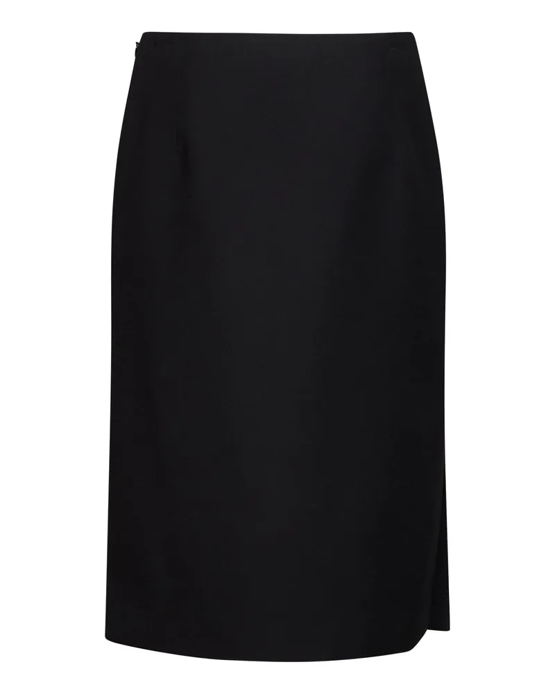 Fendi Wool-Silk Blend Pencil Skirt — Black Black