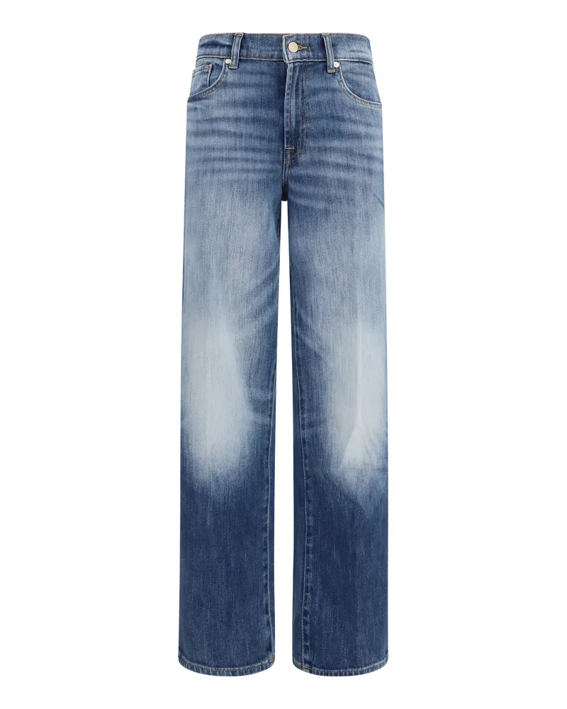 7 for all mankind Straight-Leg Vintage Wash Jeans — Blue Blue