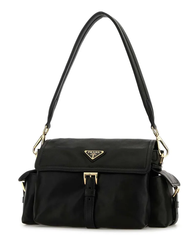 Prada Women's Black Nappa Leather  Explore Shoulder Bag Nero Agnello Borse A Mano Black