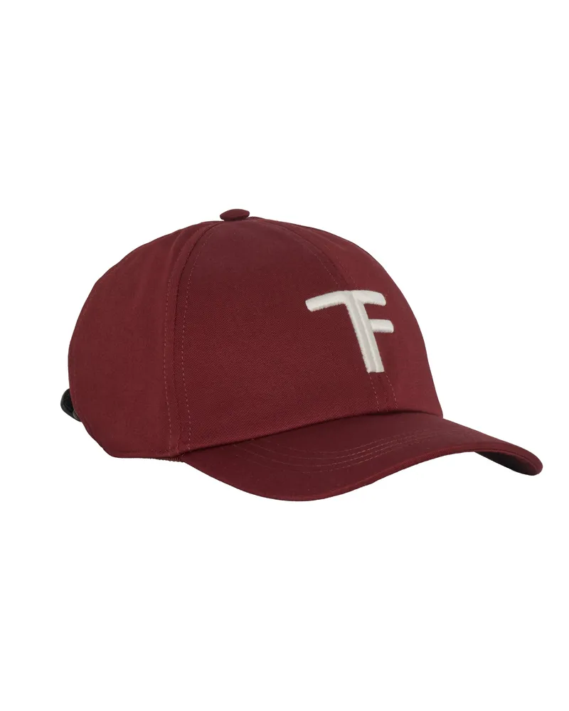 Tom Ford Men's Baseball Cap Burgundy Cotton Hat Burgundy