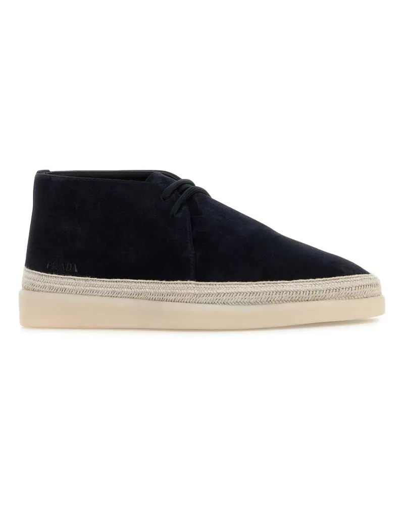 Prada Men's Midnight Blue Suede Ankle Boots Blu Mocassini Loafers Navy
