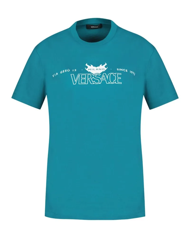 Versace Men Logo T Shirt -  Cotton Green Concept-Store Ready-To-Wear Teal