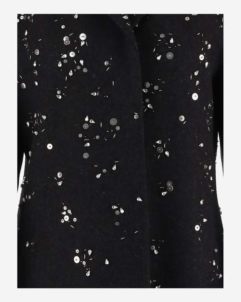 Jil Sander Women's Wool Coat With Embellishments Black Black