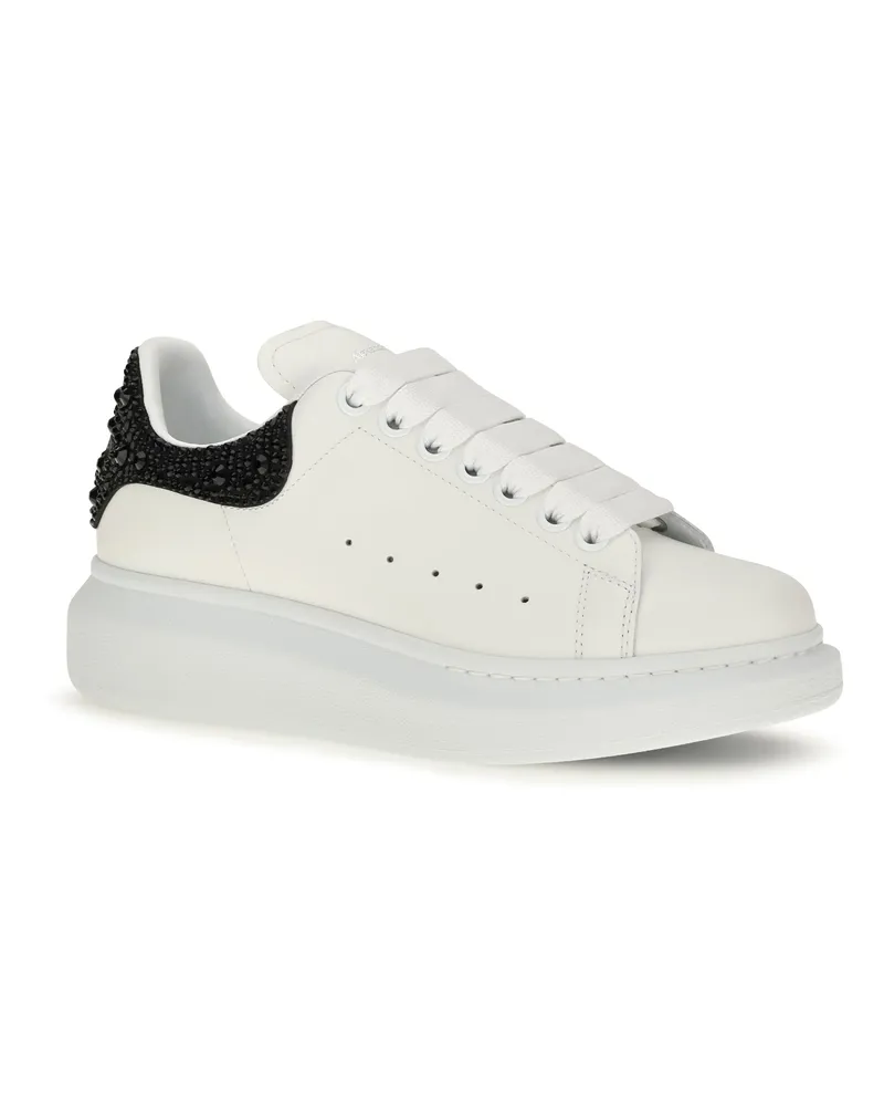 Alexander McQueen Women's Oversized Sneakers Sand Suede Heel Trainers White