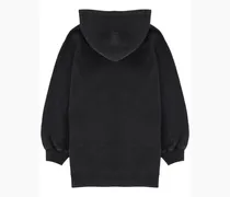 Hooded Cotton Mini Dress — Black