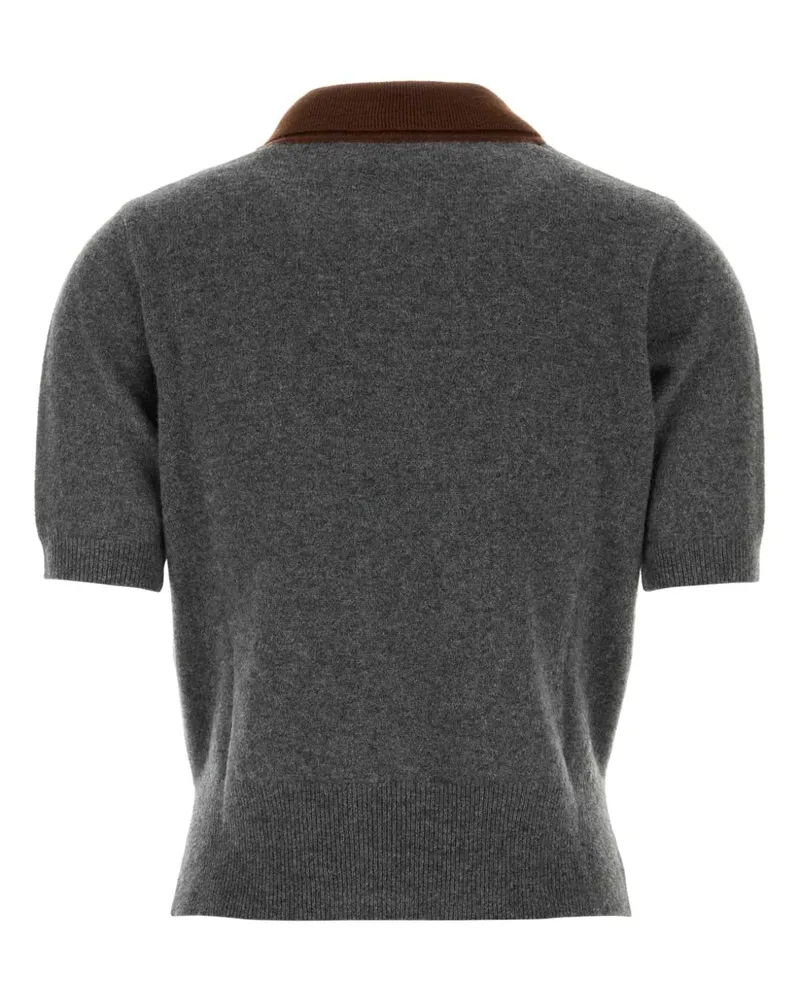 Marni Women's Grey Cashmere Polo Shirt Graphite Exterior Exterior: T-shirts And Polos Gray