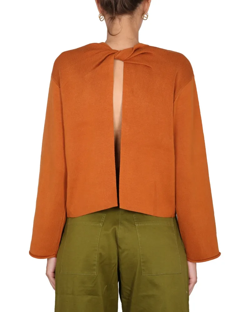 Proenza Schouler Silk-Cotton Blend Knit Sweater — Orange Orange