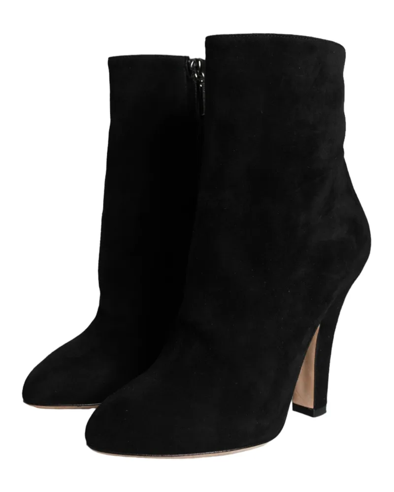 Dolce & Gabbana Women's Black Suede Leather Mid Calf Boots Shoes Black