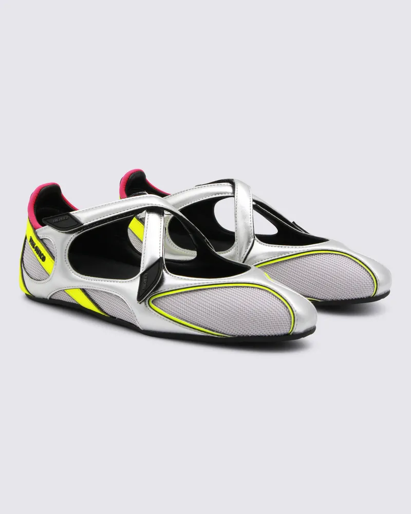 ATTICO Women's Neon Colorblock Mesh Sneaker Silver Upper Sole Silver
