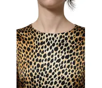 Ocelot Print Silk Dress — Brown