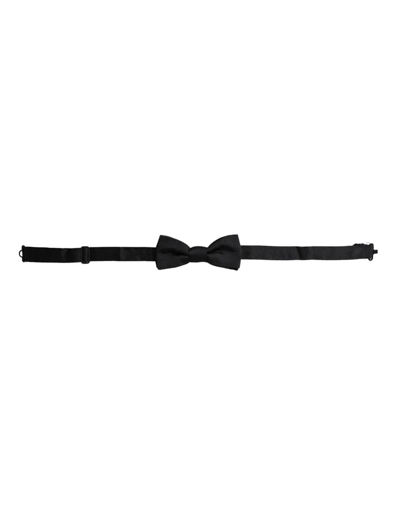 Dolce & Gabbana Black Silk Adjustable Neck Men Bow Tie Black