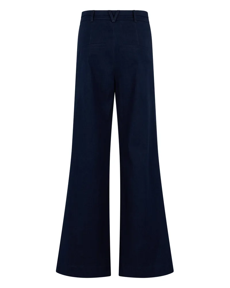 Veronica Beard Women's Bell-Bottom Denim Pants, Midnight Wash Viscose Flared Jeans Navy