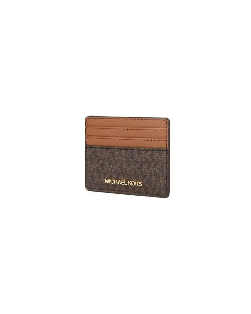 Michael Kors Women's Card Holder Brown 89.coated Canvas Bags Polyester Card-holders Brown