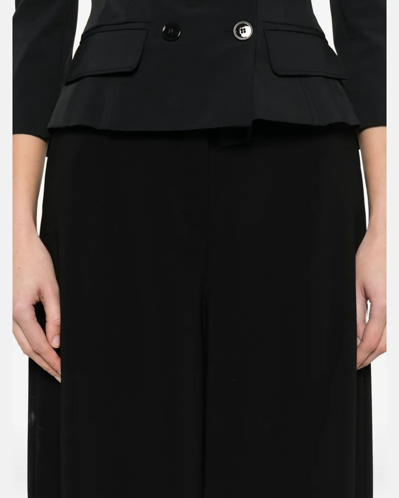 Elisabetta Franchi Wide-Leg High-Waisted Trousers — Black Black