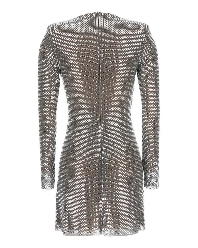 Self-Portrait Draped Mesh Mini Dress — Gray Gray