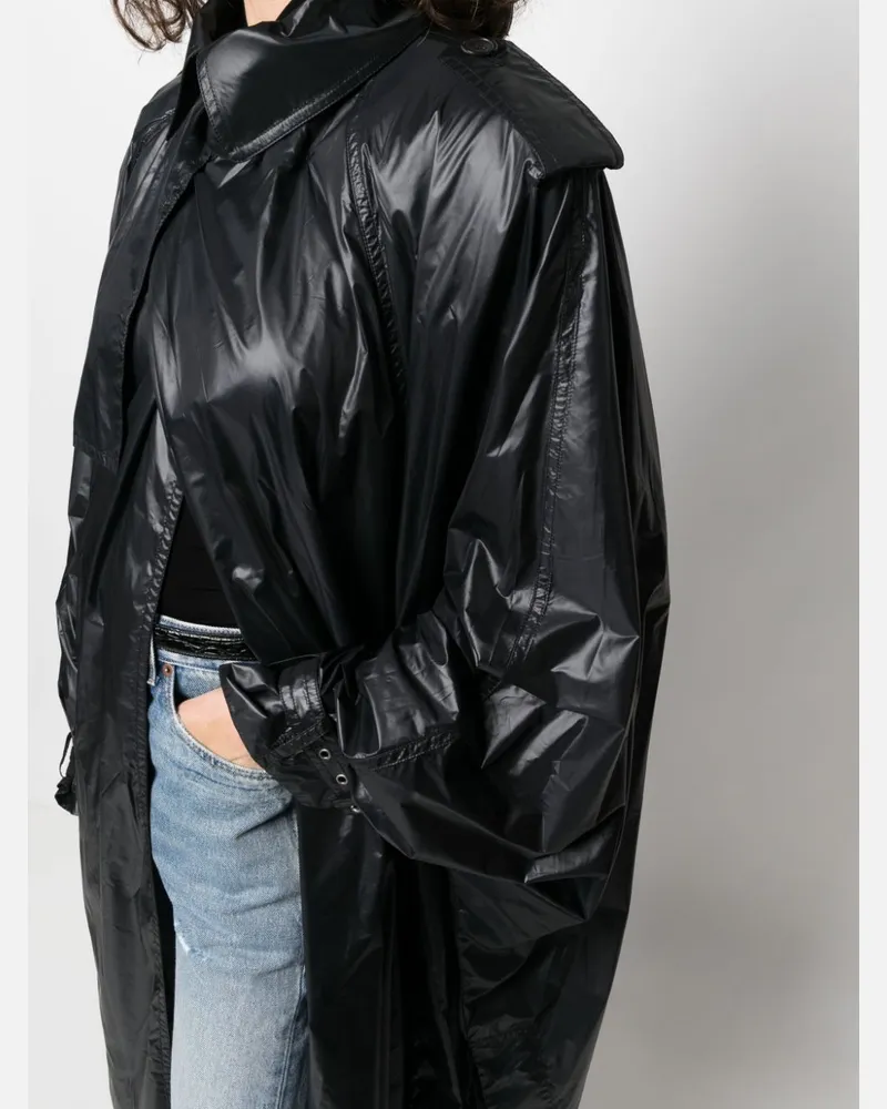 Saint Laurent Shoulder-Pad Oversized Trench Coat — Black Black