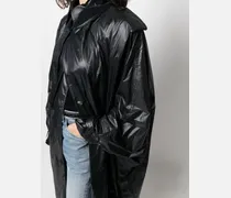 Shoulder-Pad Oversized Trench Coat — Black