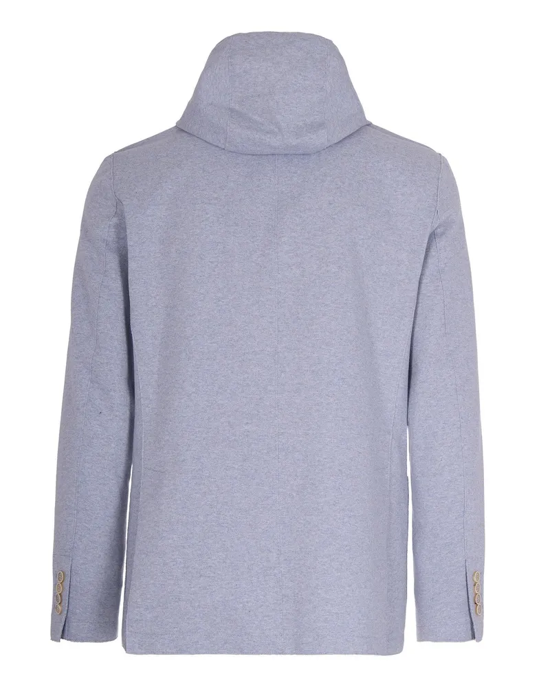 Eleventy Men's Hooded Jacket Off-White Cotton Polyamide Elastane Gray