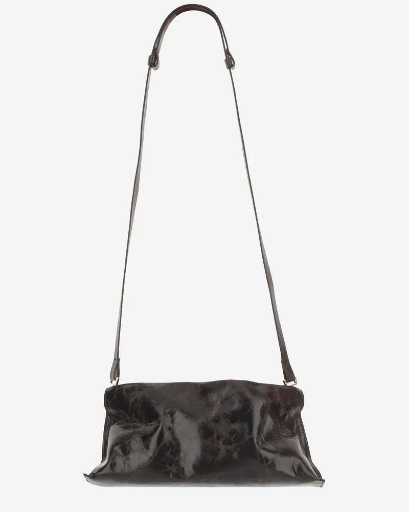 Benedetta Bruzziches Women's Glossy Leather Bag Dark Brown Shoulder Brown