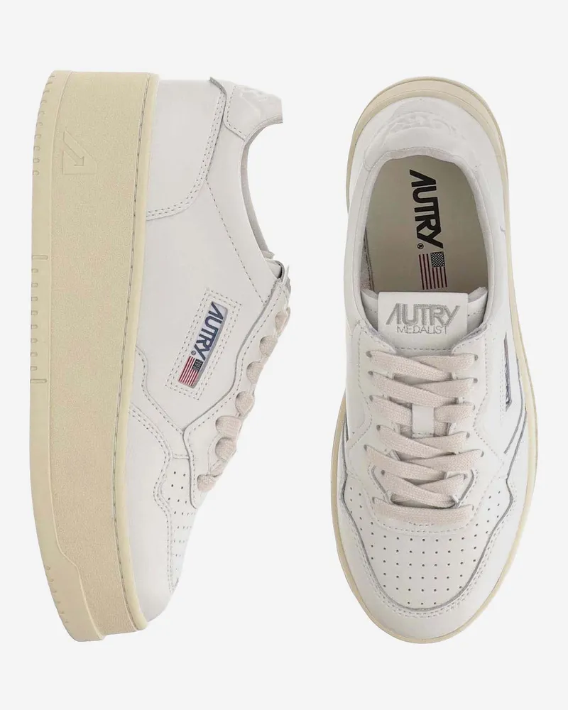 AUTRY Women's Sneakers Medalist Platform Leather White Cow Trainers White