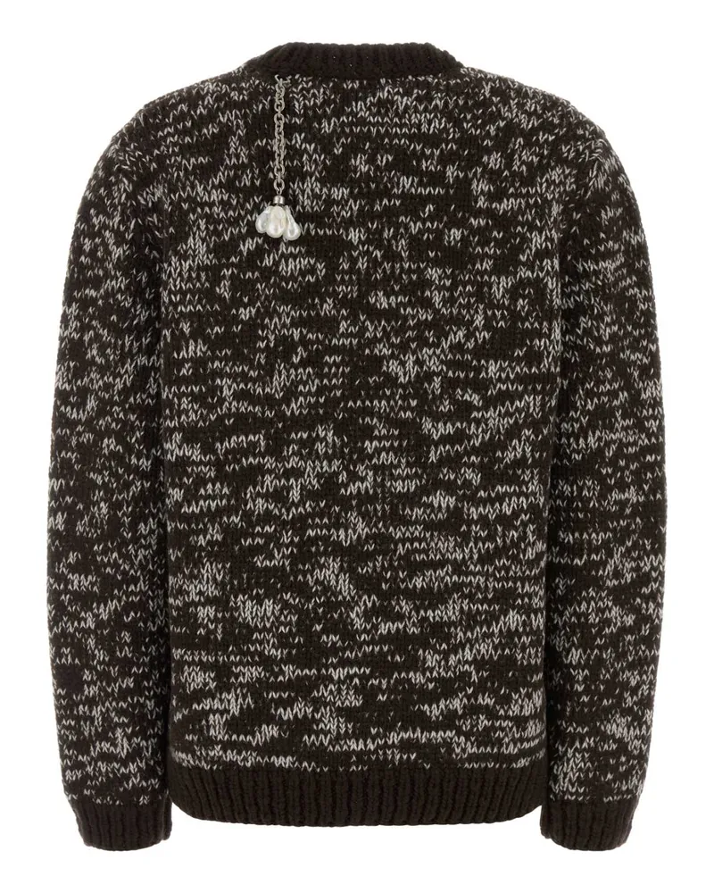 Prada Women's Two-Tone Wool Oversize Sweater Moro+naturale Wv-Brass-Cristariaplicata Maglieria Brown