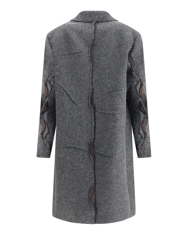 Prada Women's Single-Breasted Shetland Wool Coat Ardesia Outer: Fleece Gray