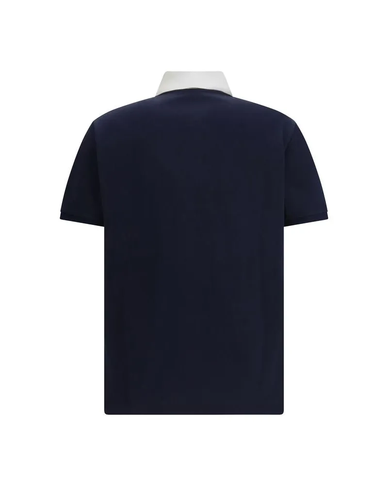 Gucci Men Blue Cotton Polo Shirt Navy