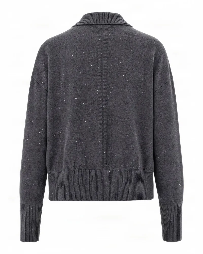 Patrizia Pepe Half-Zip Knit Polo — Gray Gray