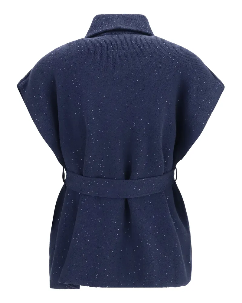 Brunello Cucinelli Women's Double-Breasted Sequin Vest Abisso Cotton; Polyester Blazers & Vests Navy