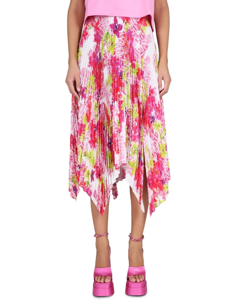 Versace Pleated Floral Polyester Skirt — Multicolor Multicolor