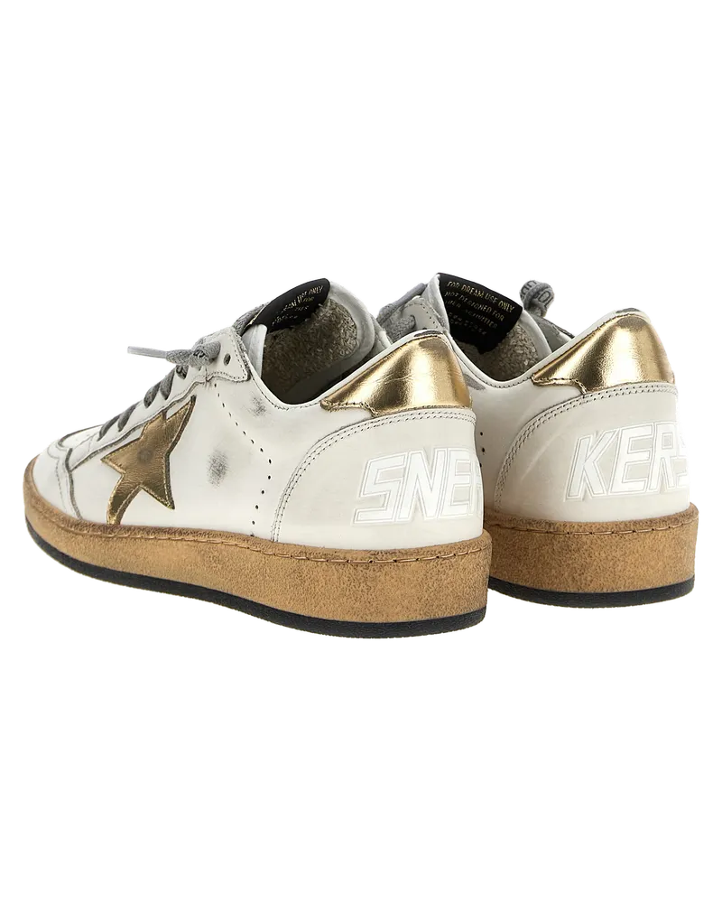 Golden Goose Gold Leather Star Sneakers — White White