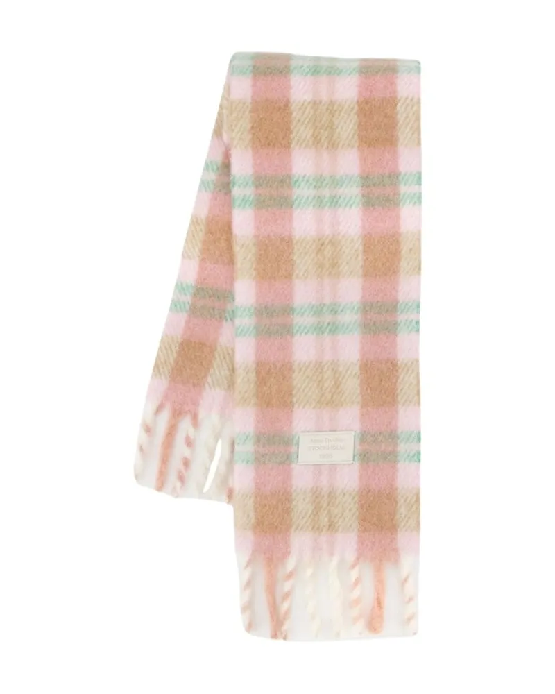 Acne Studios Checked Wool Scarf — Pink Pink
